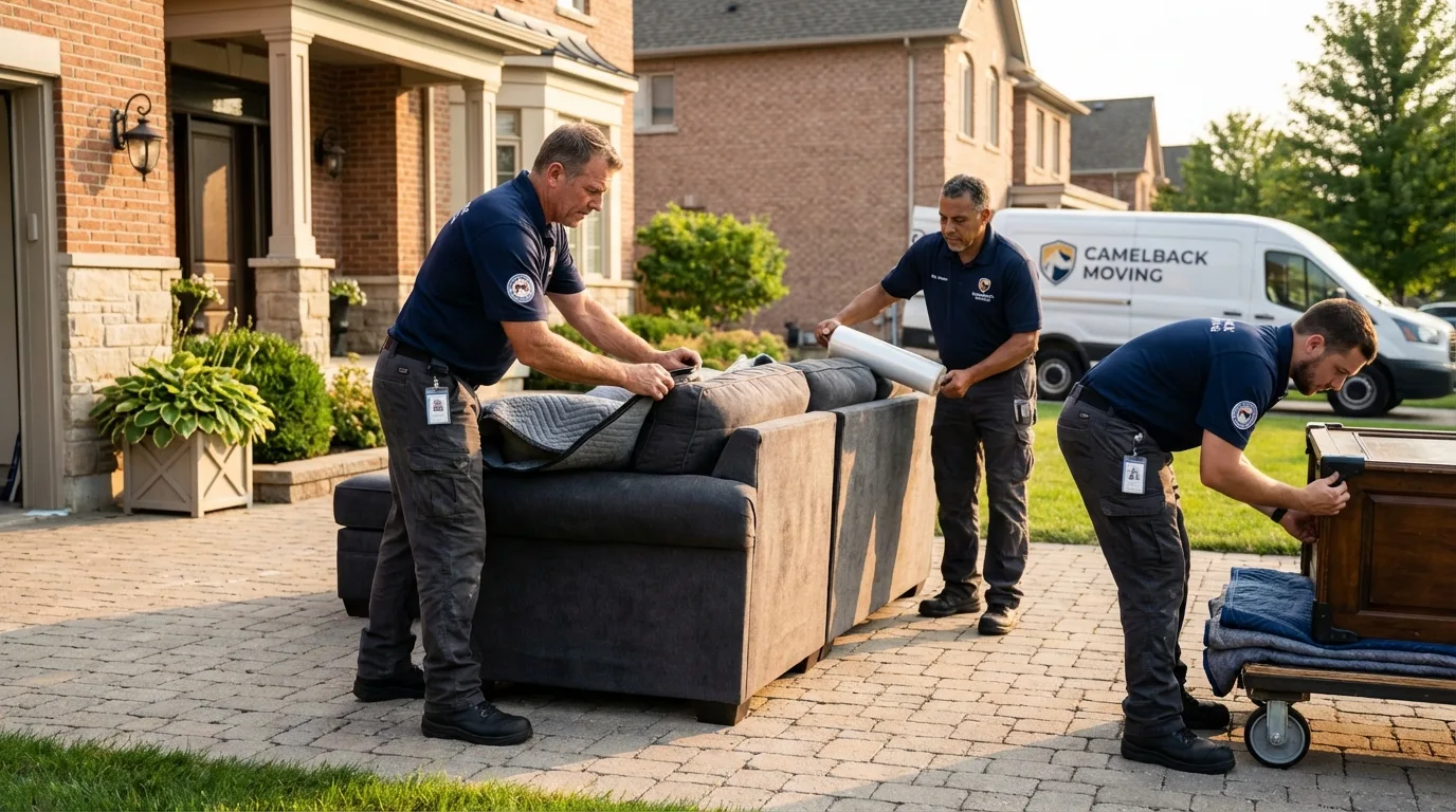 Large estate moving crew wrapping furniture in Ringgold, GA